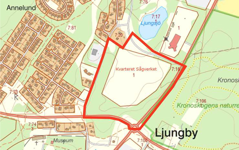 Kvarteret Sågverket ligger mellan Annelund och Kronoskogen i Ljungby.